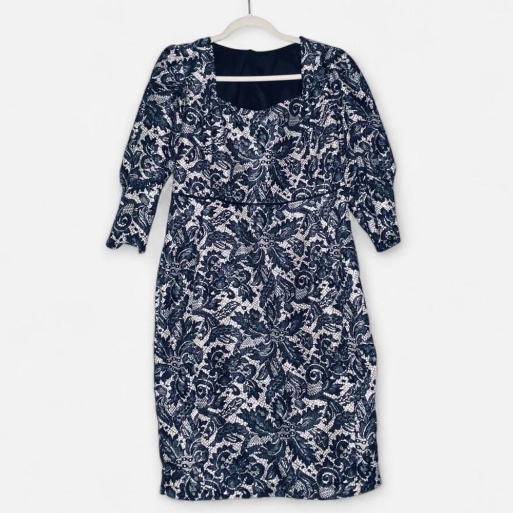 Formal Women's Black & Nude Silky Lace Print Dress Size 18 XXL